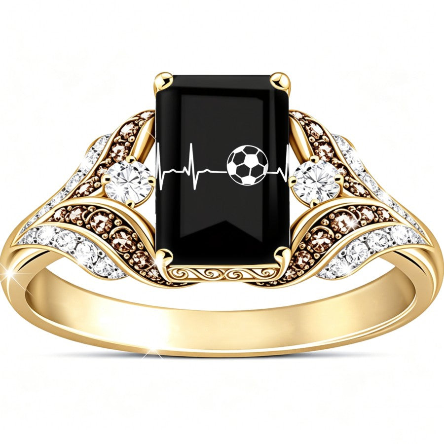 Soccer Heartbeat Square Ring