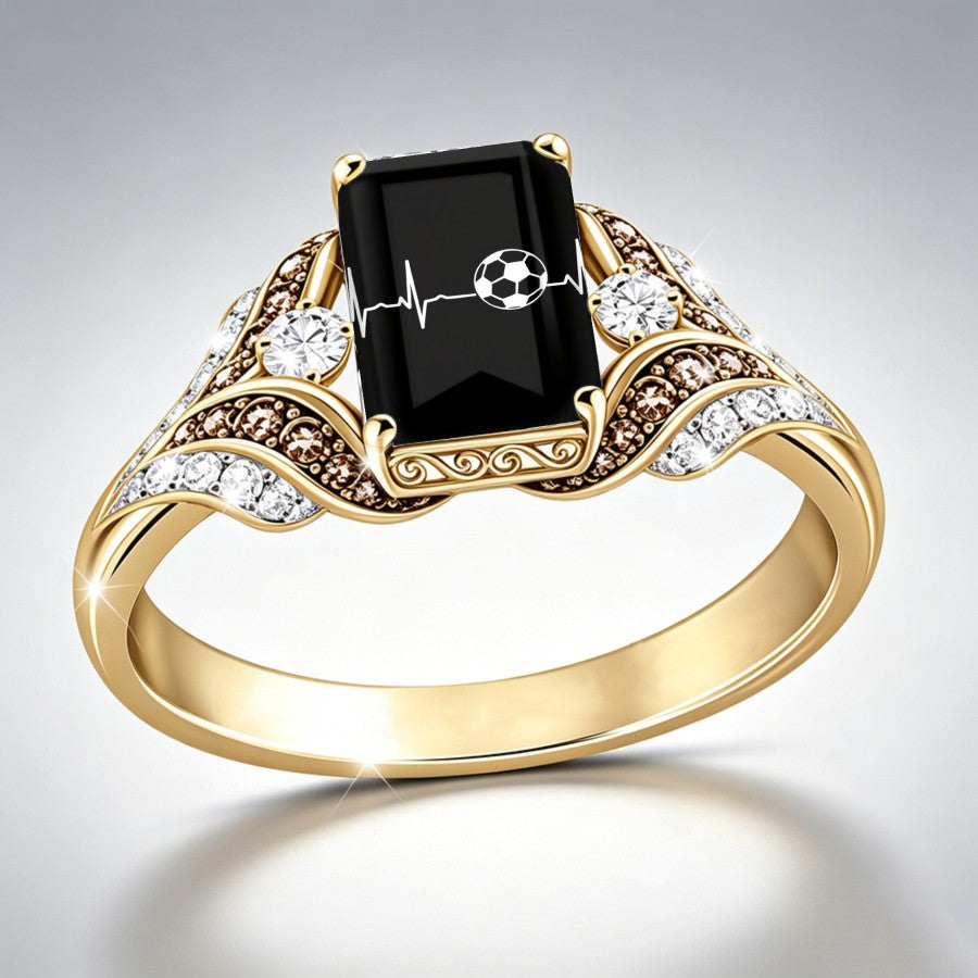 Soccer Heartbeat Square Ring