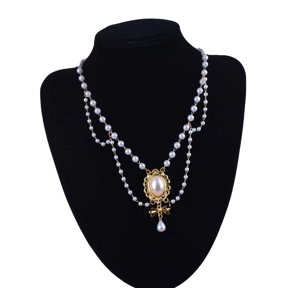 Pearl Cameo Teardrop Necklace