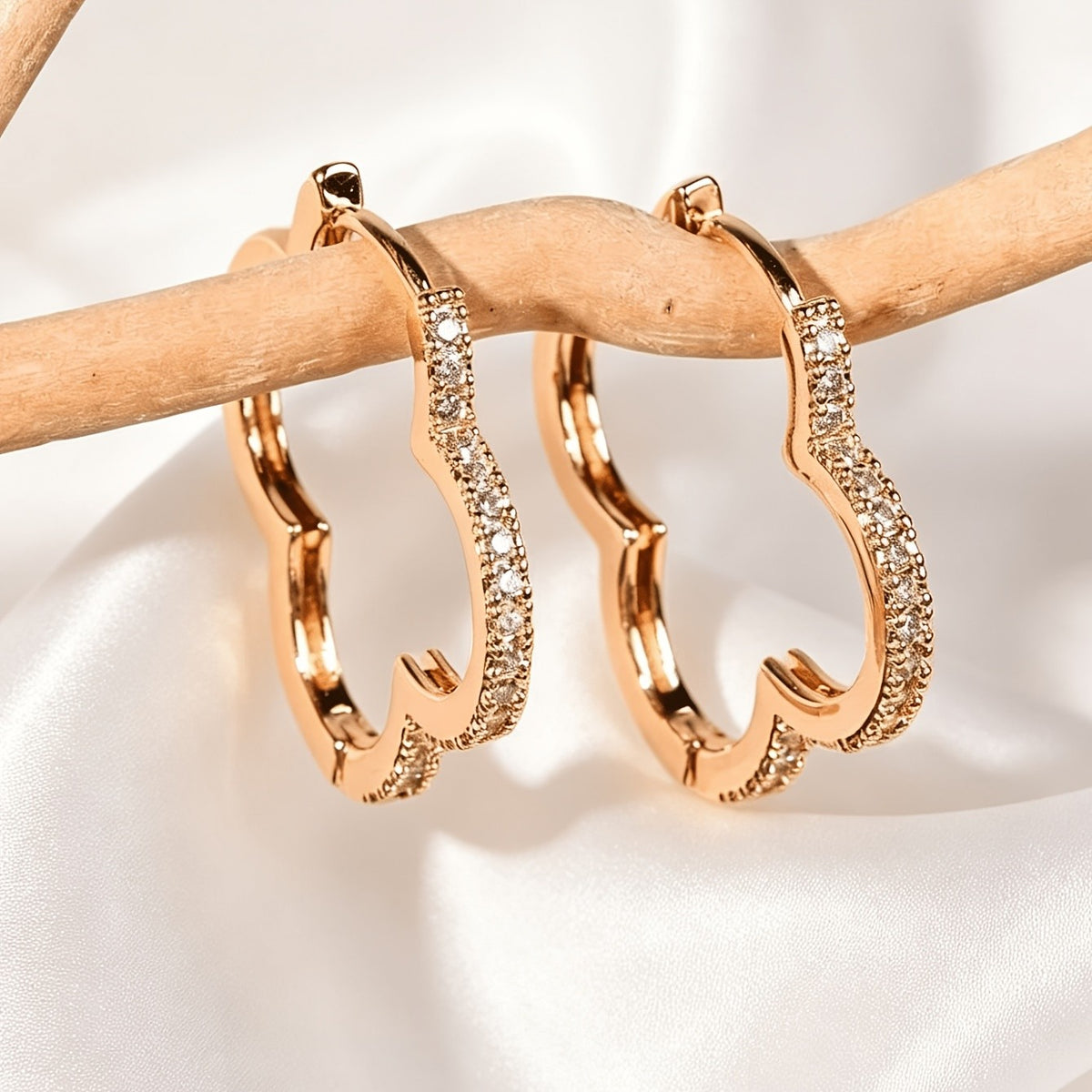 Crystal Clover Hoop Earrings