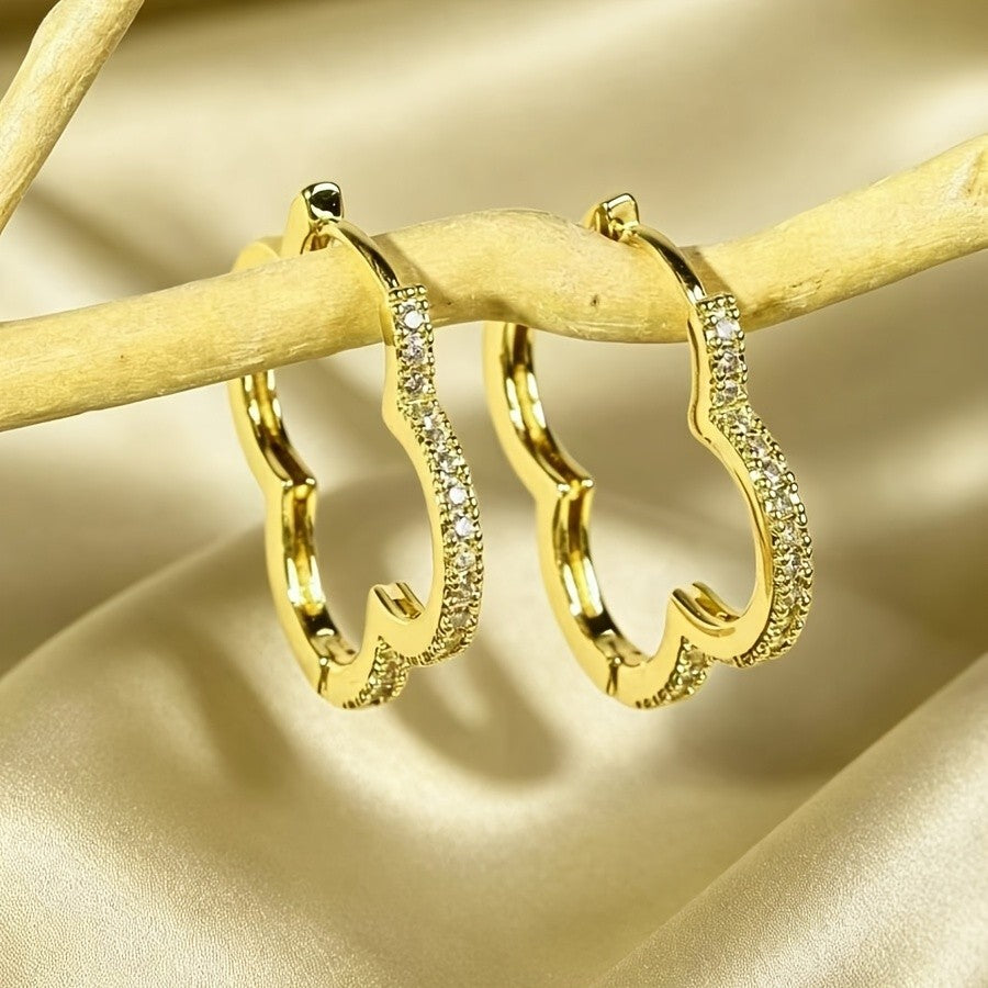 Crystal Clover Hoop Earrings