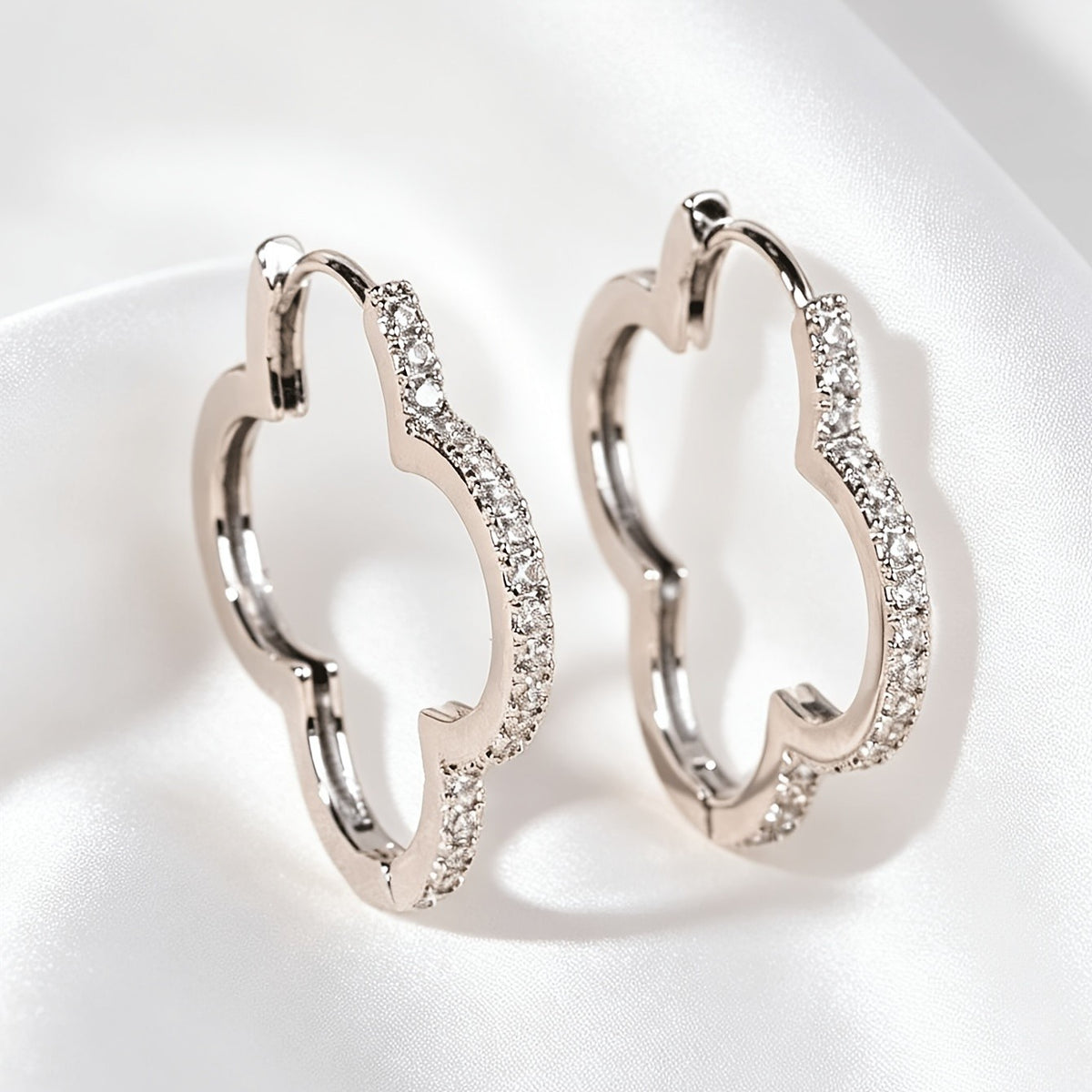 Crystal Clover Hoop Earrings