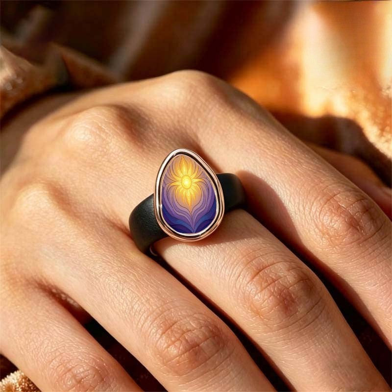 Purple Sunburst Teardrop Ring