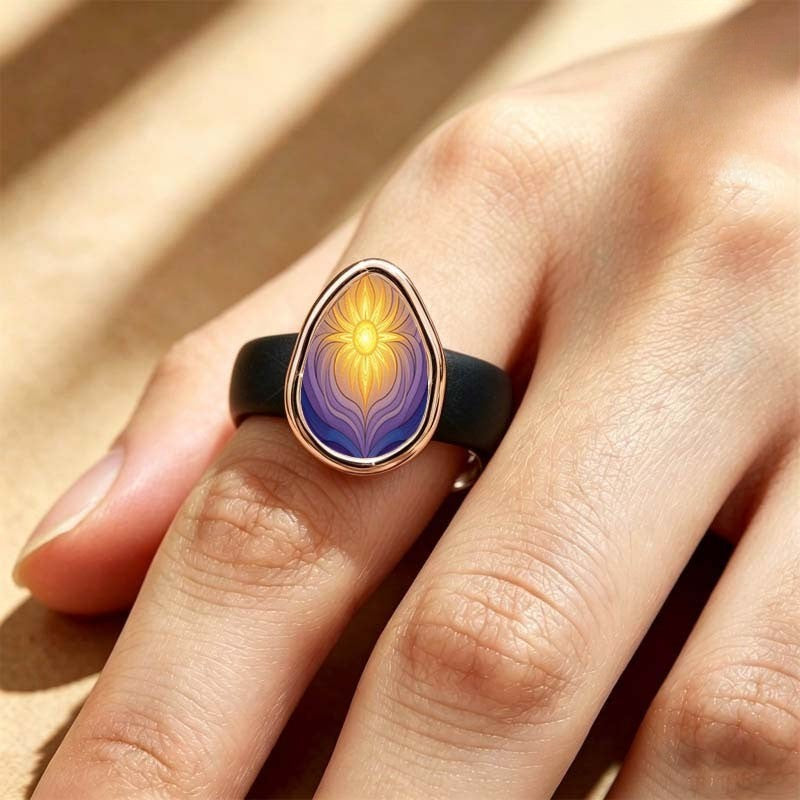 Purple Sunburst Teardrop Ring