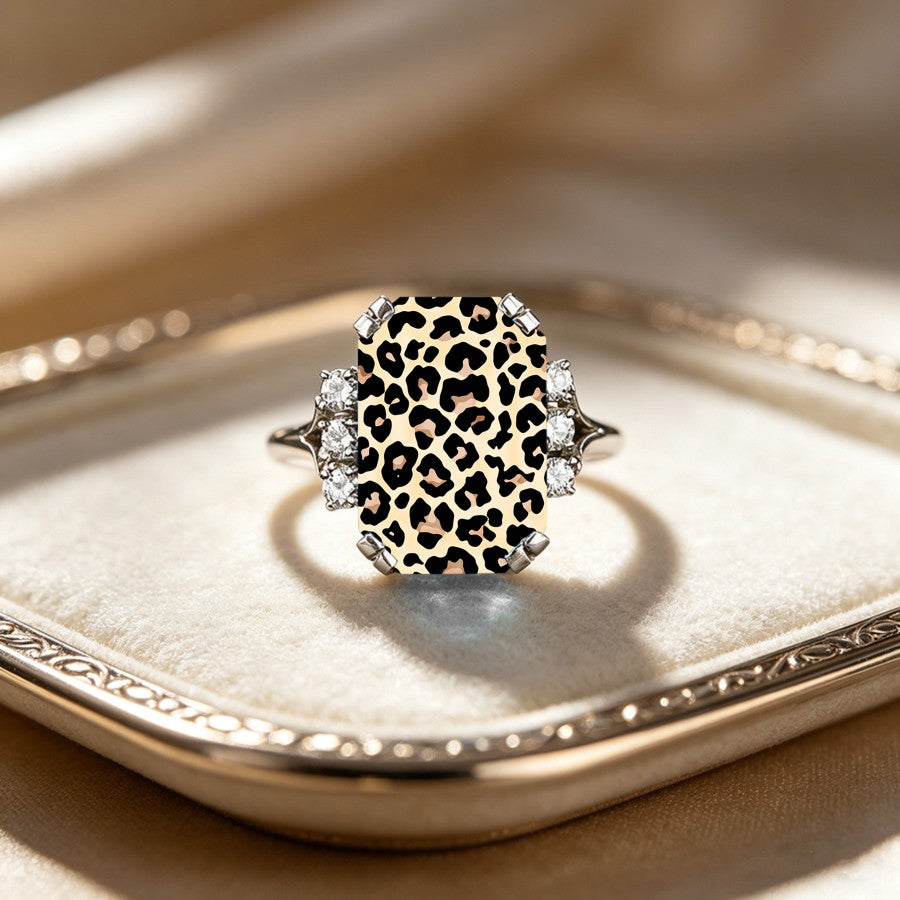 Leopard Print Crystal Accent Ring