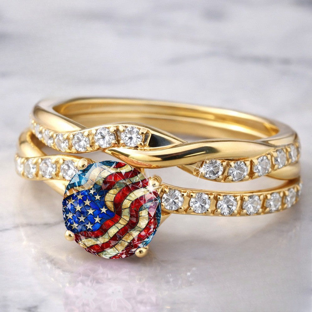 Patriotic Flag Statement Ring
