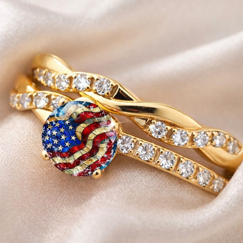 Patriotic Flag Statement Ring