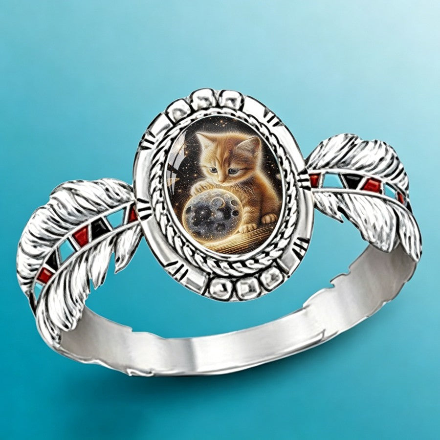 Celestial Kitten Feather Ring