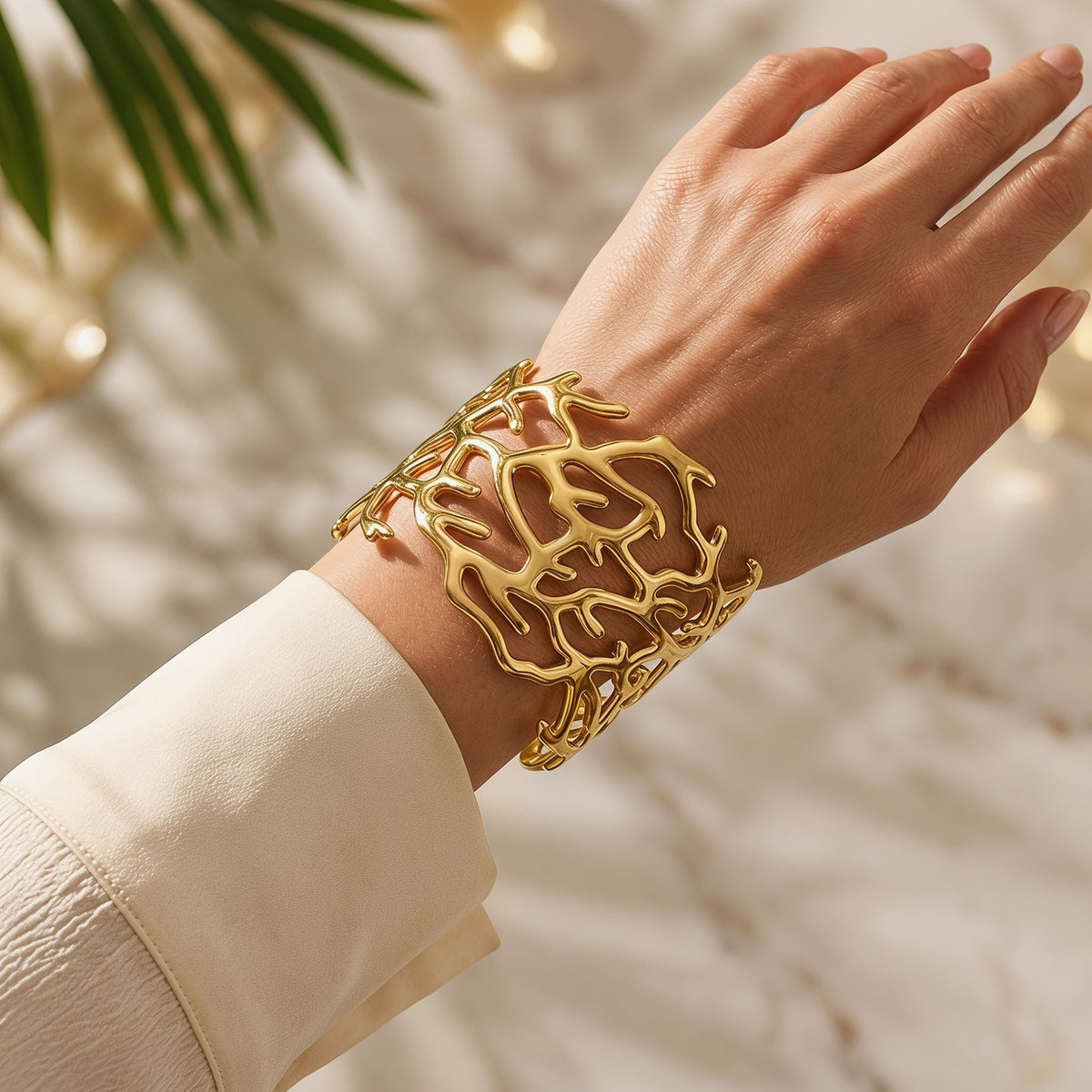 Coral Branch Open Cuff Bangle