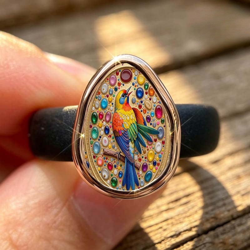 Colorful Bird Teardrop Ring