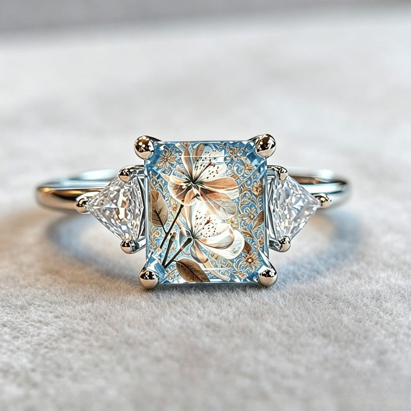 Blue Magnolia Square Ring