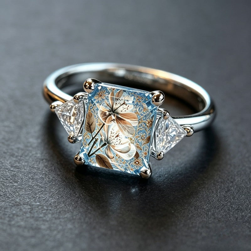 Blue Magnolia Square Ring