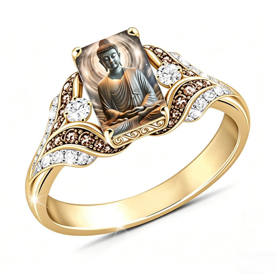 Buddha Square Statement Ring
