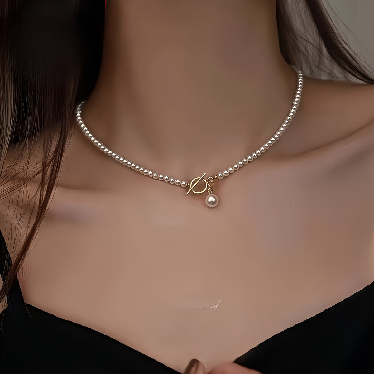 Pearl Bead Toggle Necklace