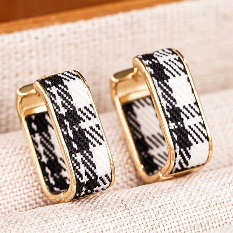 Plaid Square Hoop Earrings