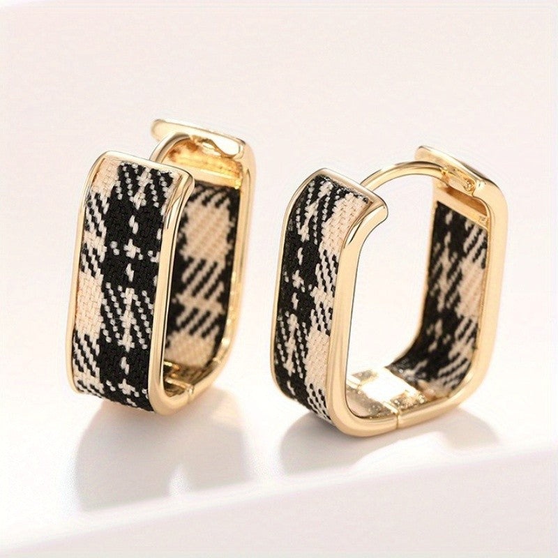 Plaid Square Hoop Earrings