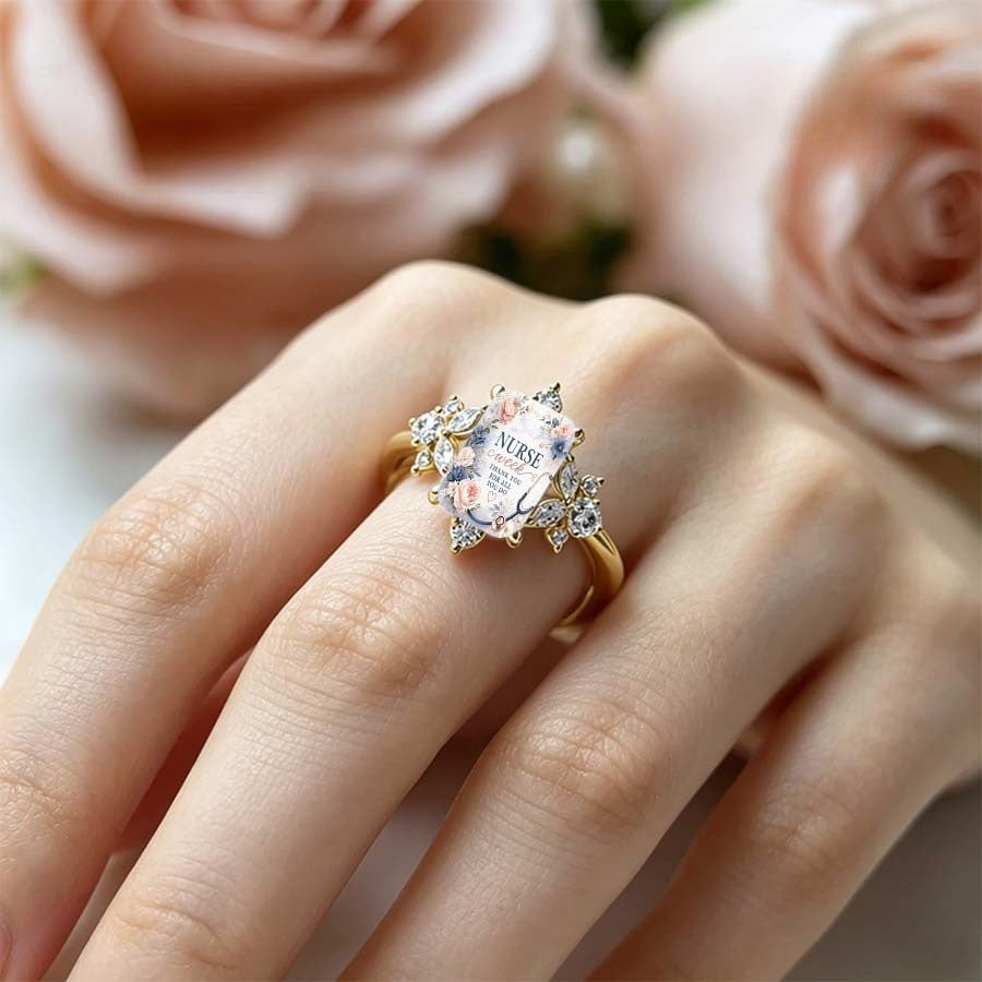Nurse Week Floral Rectangle Ring