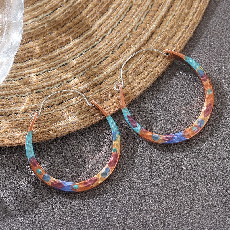 Iridescent Hammered Hoop Earrings