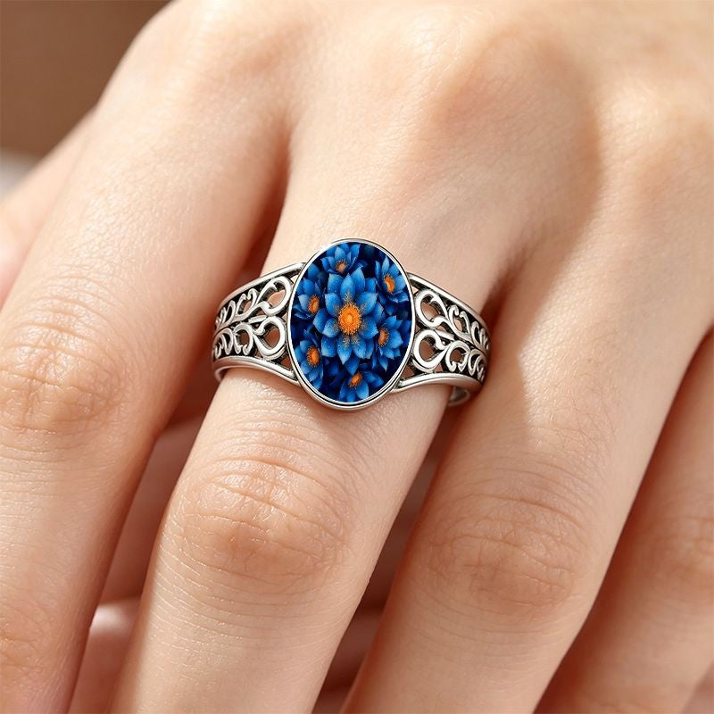 Blue Lotus Floral Ring