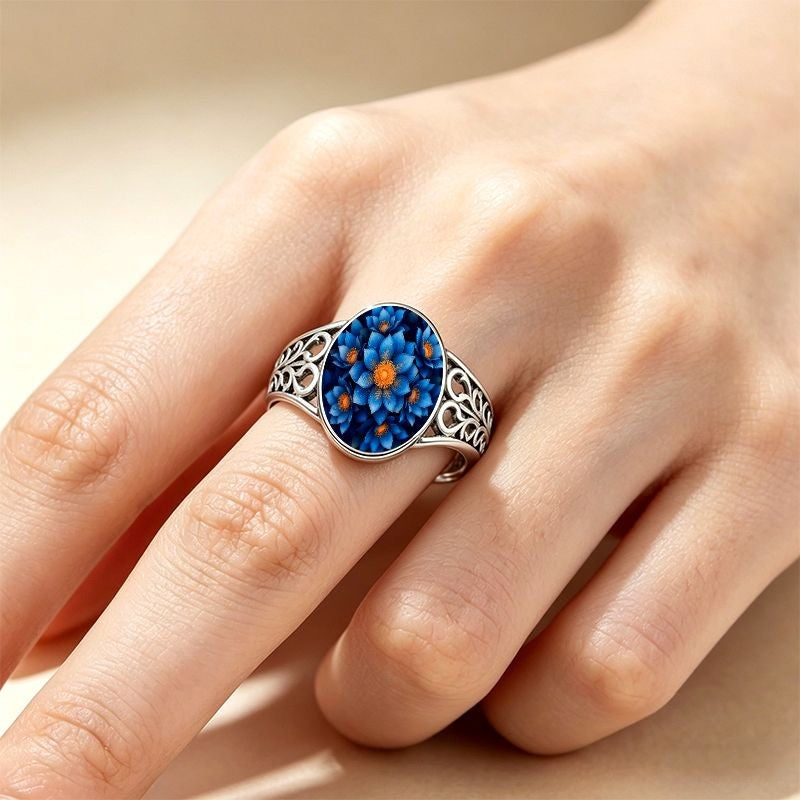 Blue Lotus Floral Ring