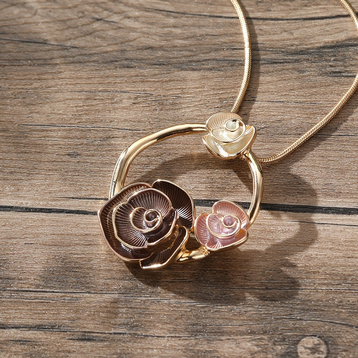 Textured Rose Necklace & Earring Set
