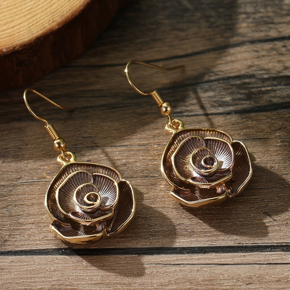 Textured Rose Necklace & Earring Set