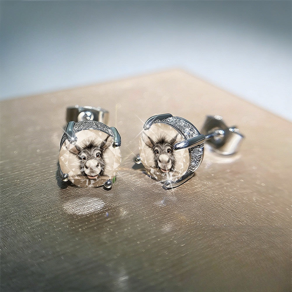 Donkey Crystal Stud Earrings