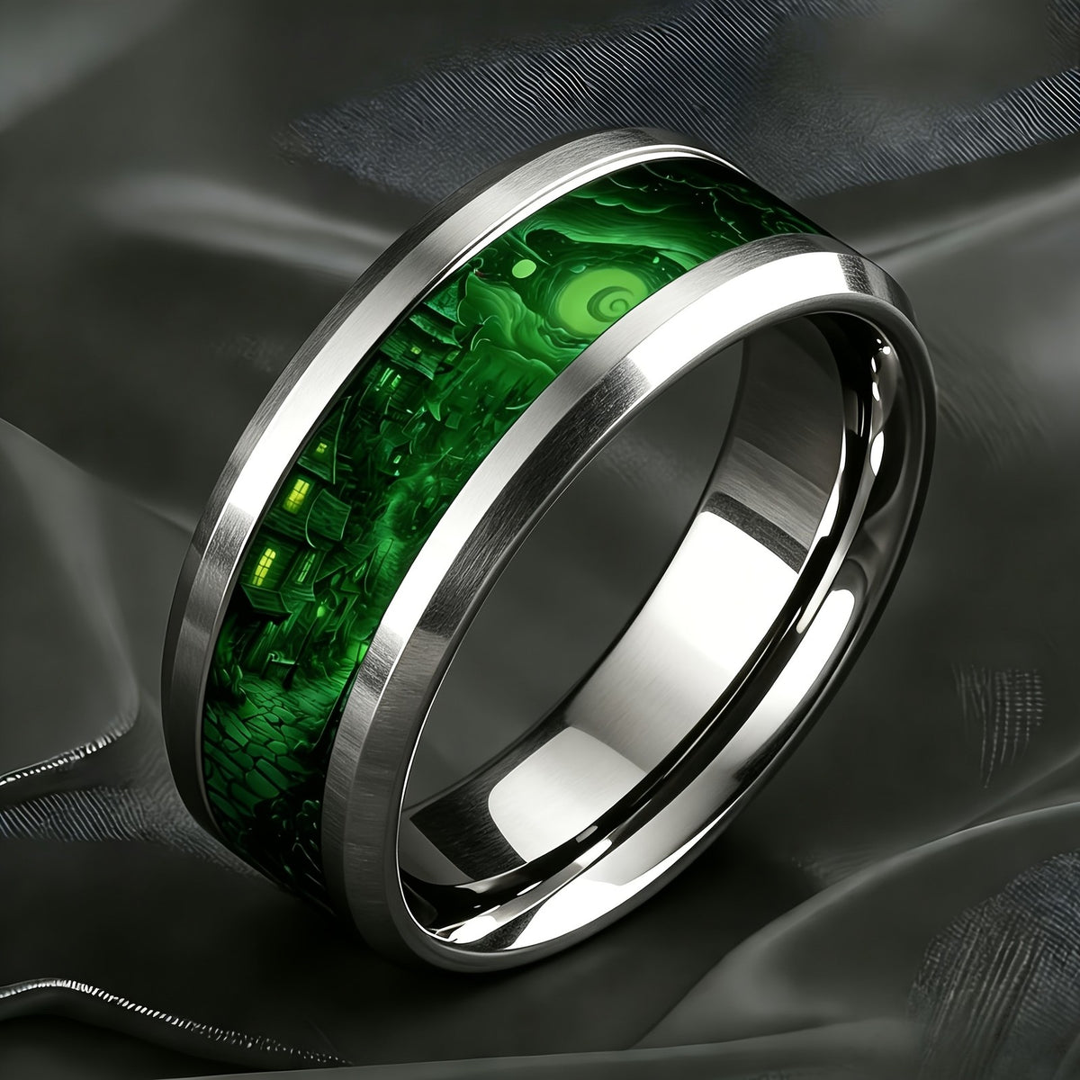 Green Fantasy Village Ring