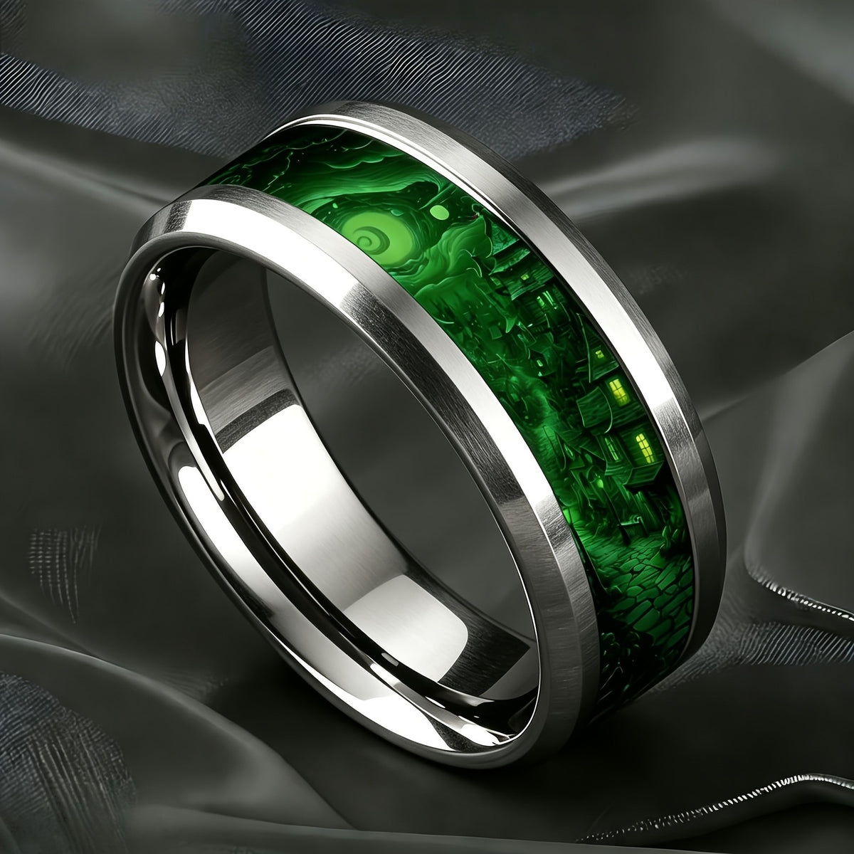 Green Fantasy Village Ring