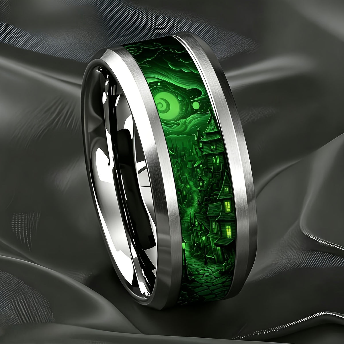 Green Fantasy Village Ring