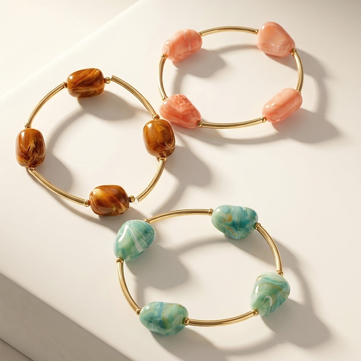 Marbled Stone Bar Bracelet Set
