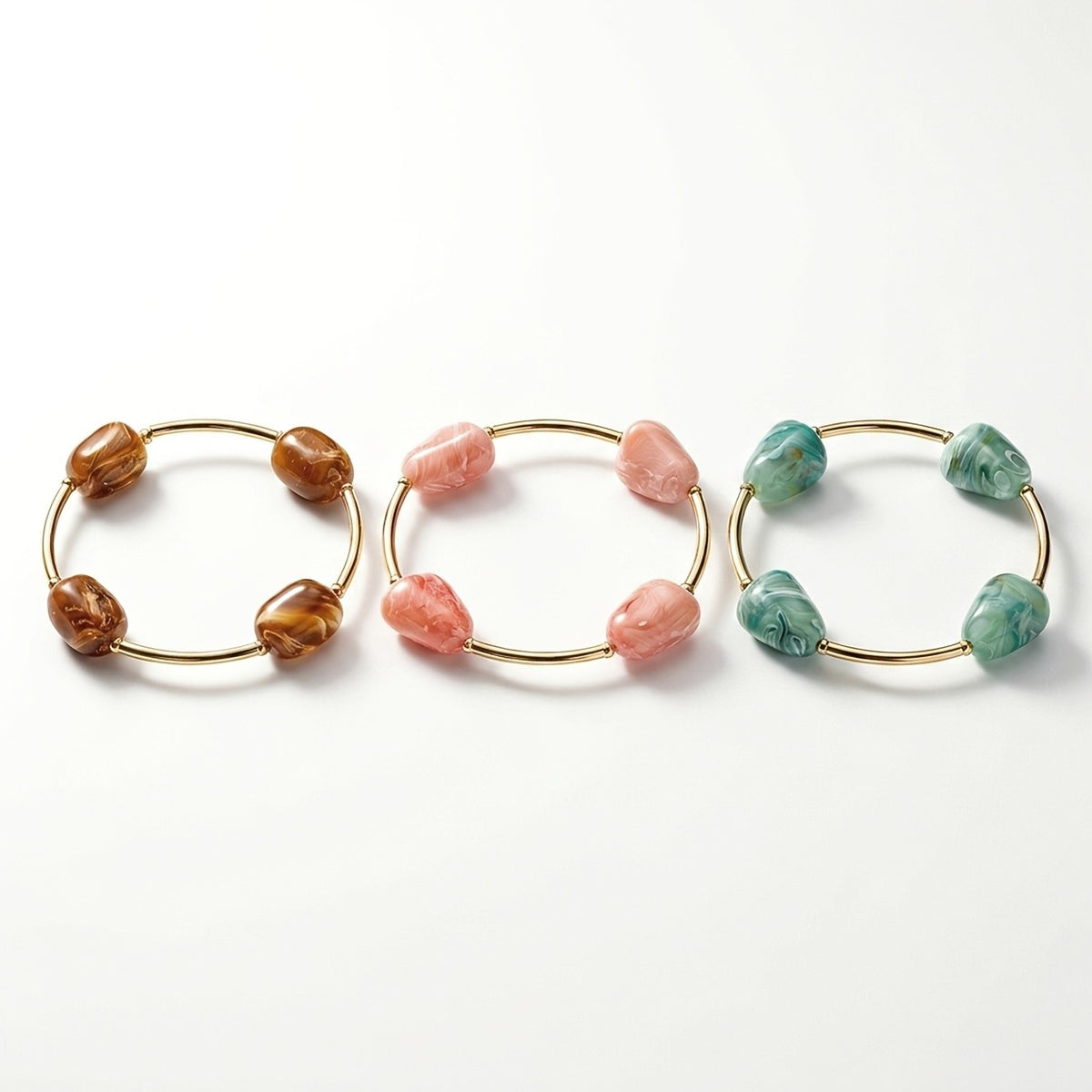 Marbled Stone Bar Bracelet Set