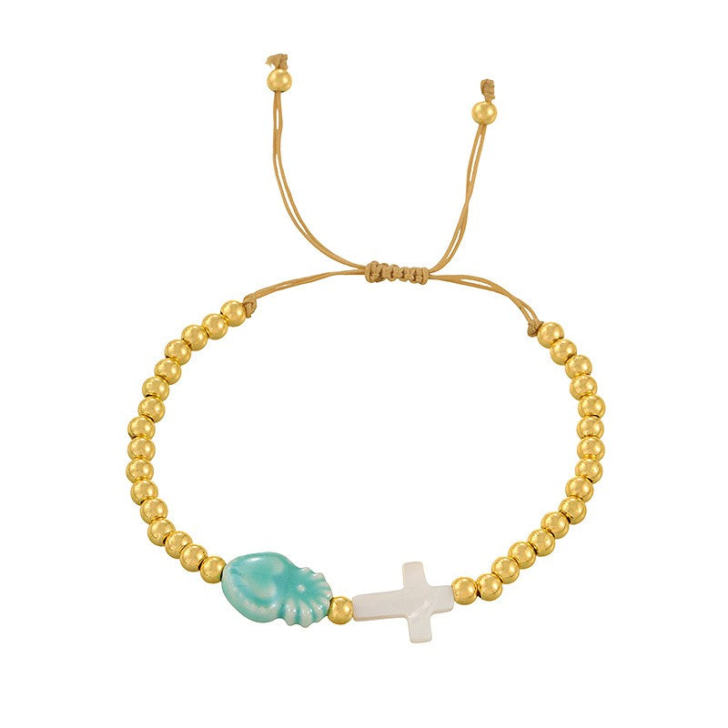 Cross & Fruit Charm Bracelet Set