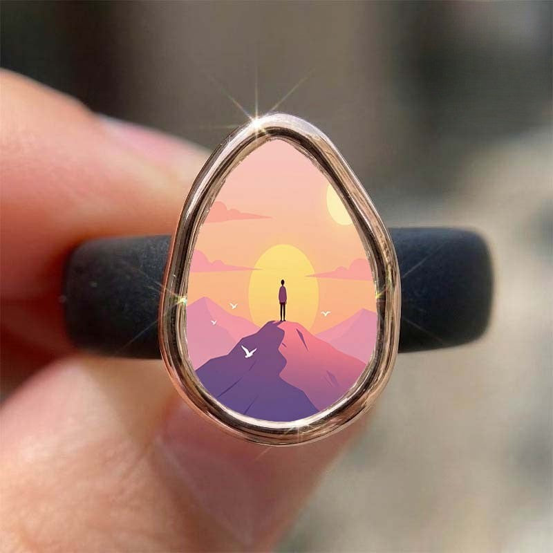 Sunset Mountain Scene Ring