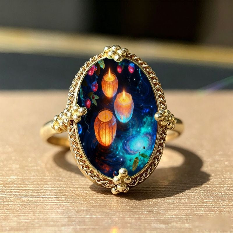 Lantern & Galaxy Oval Ring