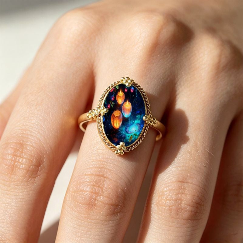 Lantern & Galaxy Oval Ring