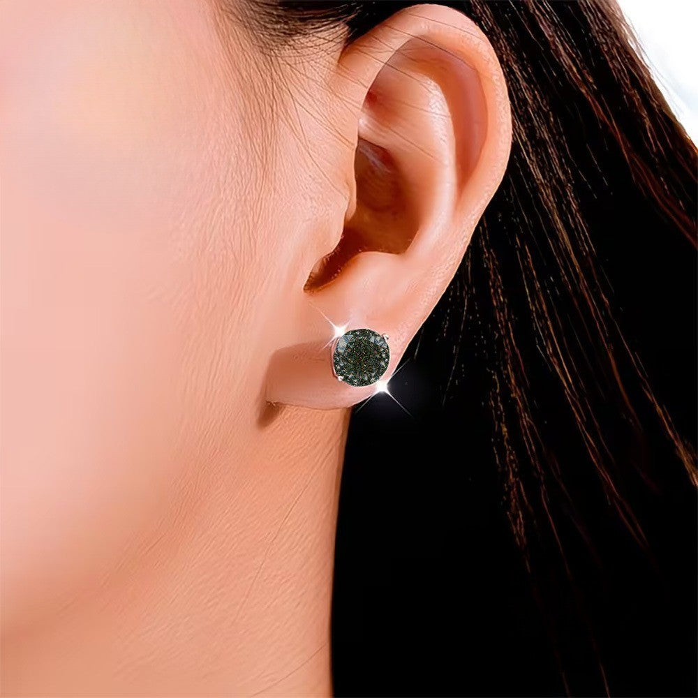 Dark Floral Round Stud Earrings