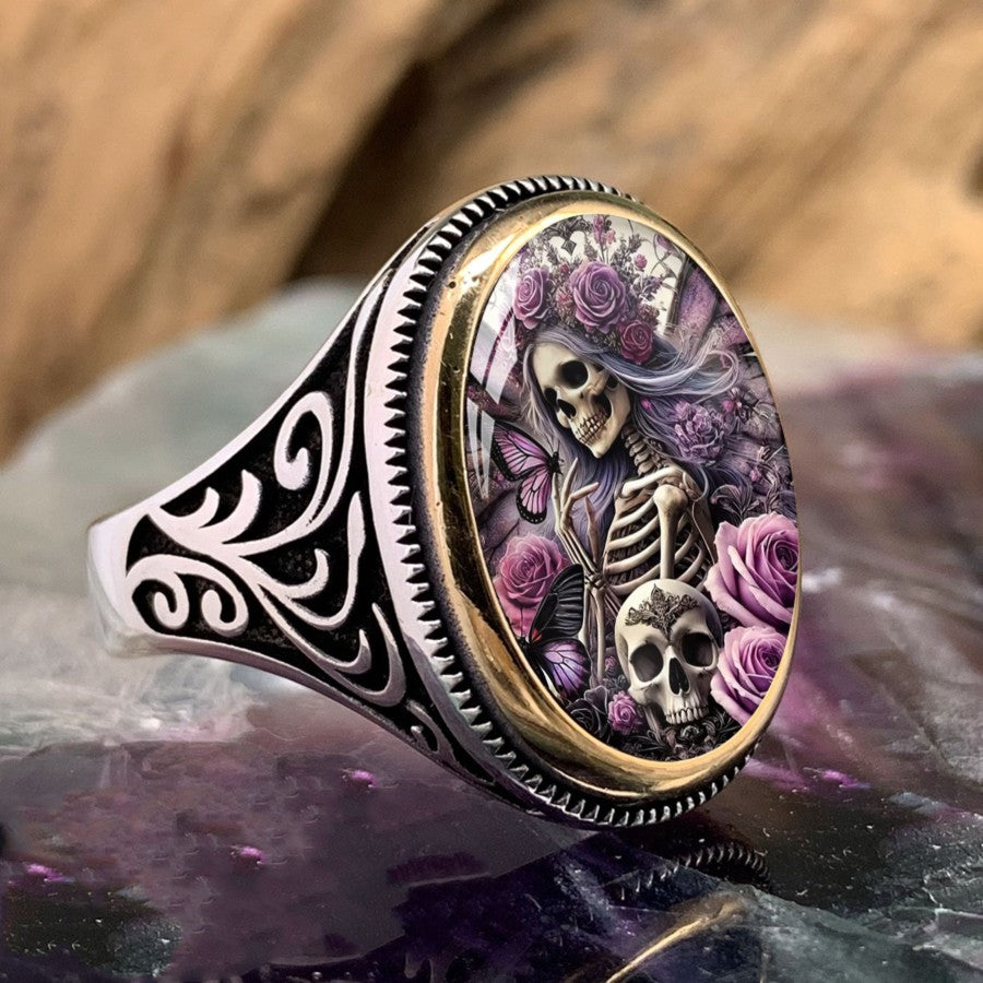 Floral Skeleton Oval Ring