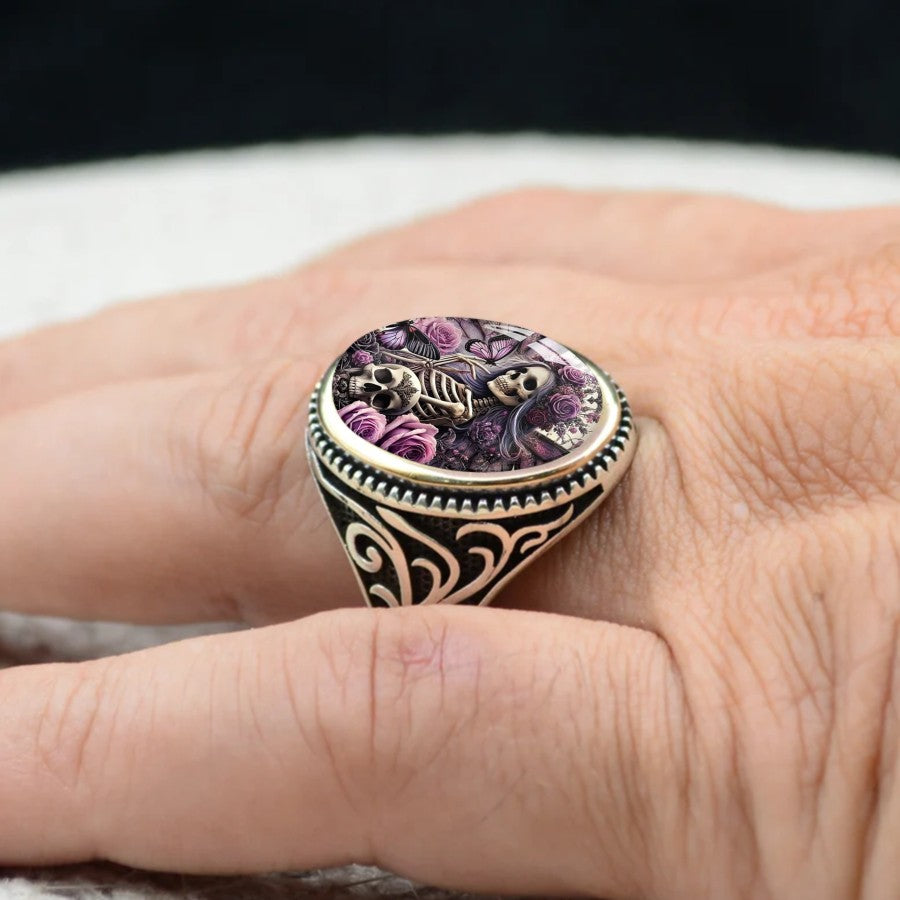 Floral Skeleton Oval Ring