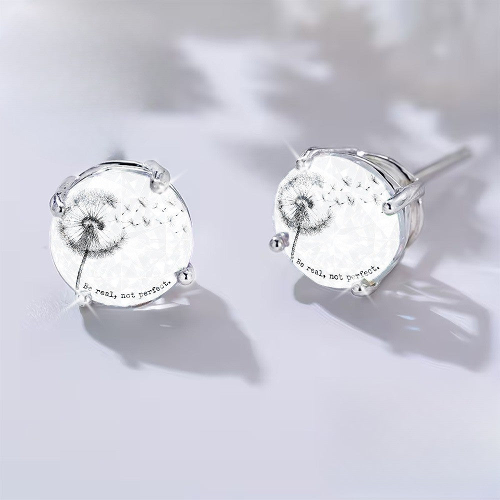 Dandelion Quote Glass Stud Earrings