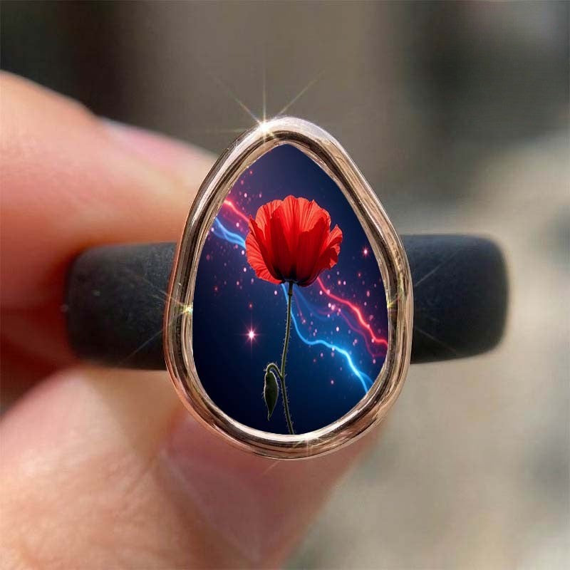 Cosmic Poppy Teardrop Ring