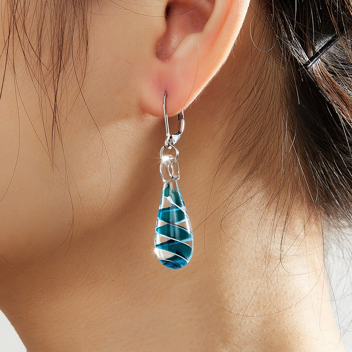 Spiral Glass Drop Earrings