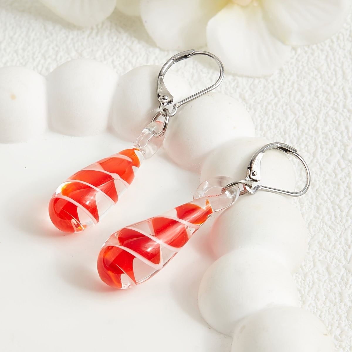 Spiral Glass Drop Earrings
