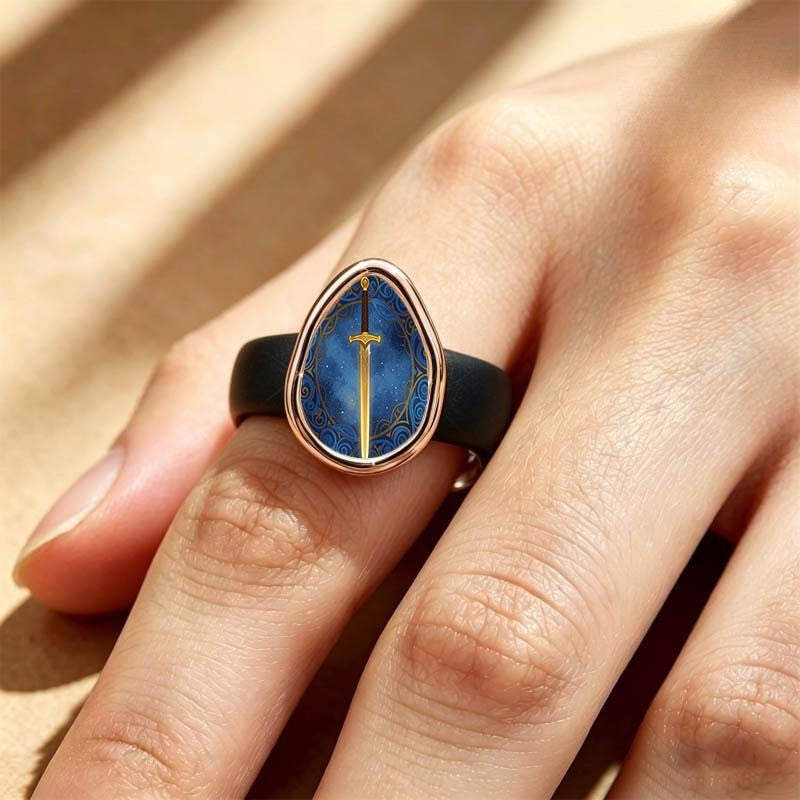 Blue Sword Teardrop Ring
