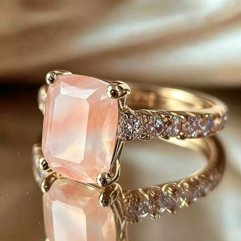 Pink Square Stone Ring