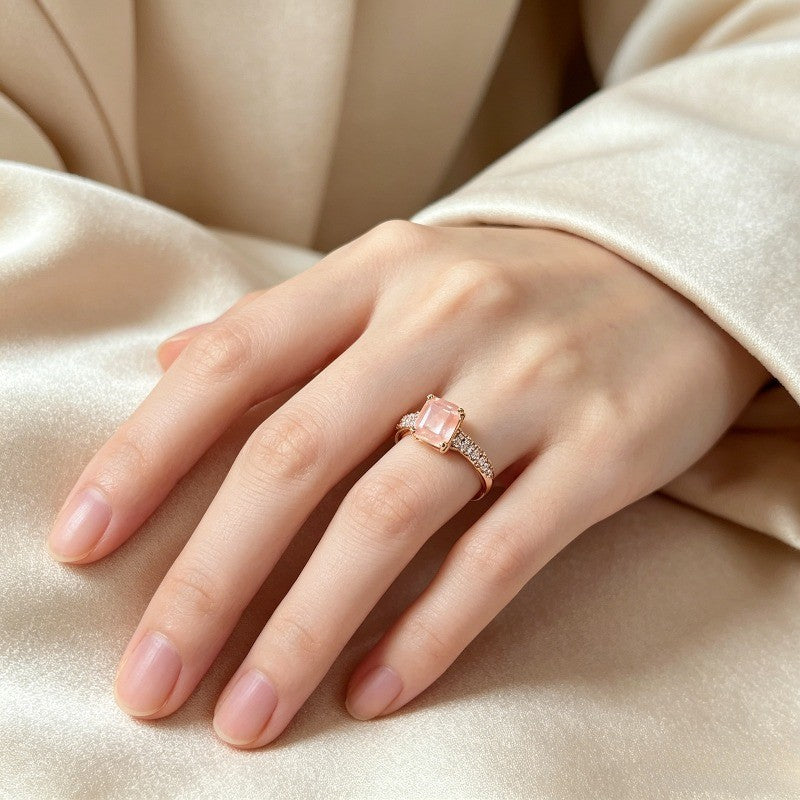 Pink Square Stone Ring