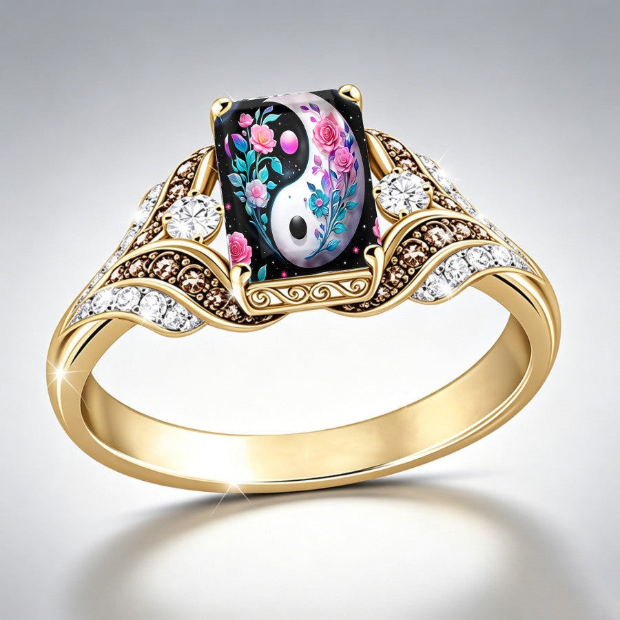 Harmony Floral Yin Yang Ring