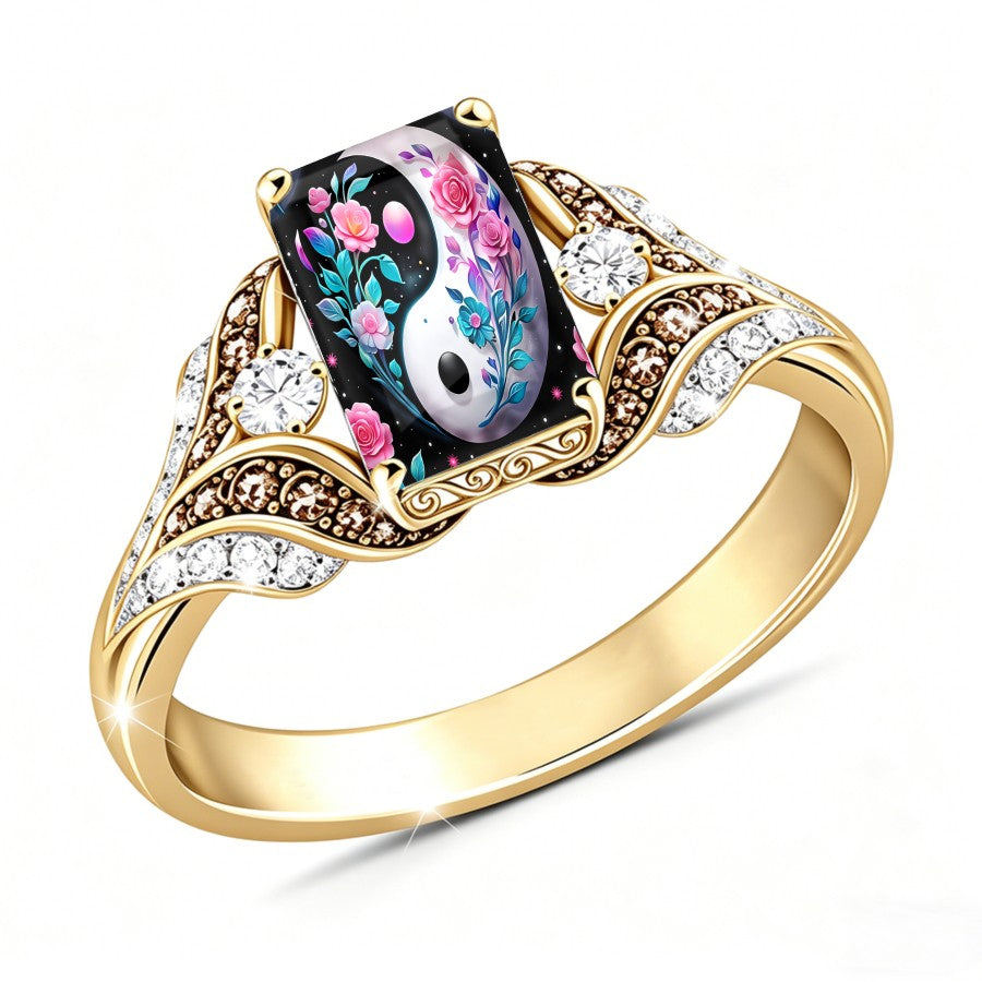 Harmony Floral Yin Yang Ring