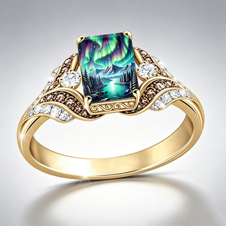 Aurora Borealis Square Ring
