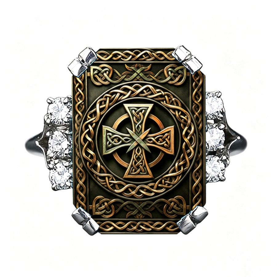 Celtic Cross Square Ring